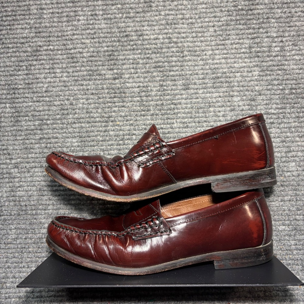 Johnston & Murphy Mens Burgundy Leather Penny Loafers 20-6283 Size 10M D14 - Picture 2 of 8
